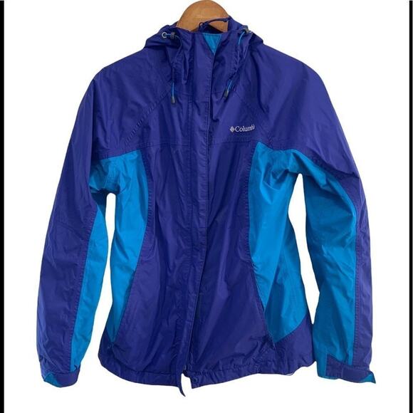 Columbia womens blue two toned jacket coat windbreaker w Omni shield in Sz s - Picture 1 of 13
